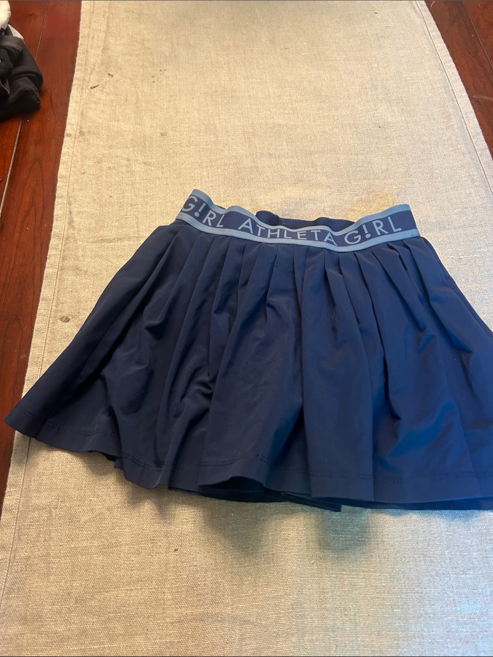 Athleta Navy Pleated Active Skirt with Branded Waistband
